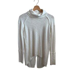 We The Free by Free People White High-Low Mock Neck Sweater Top Women's Size M